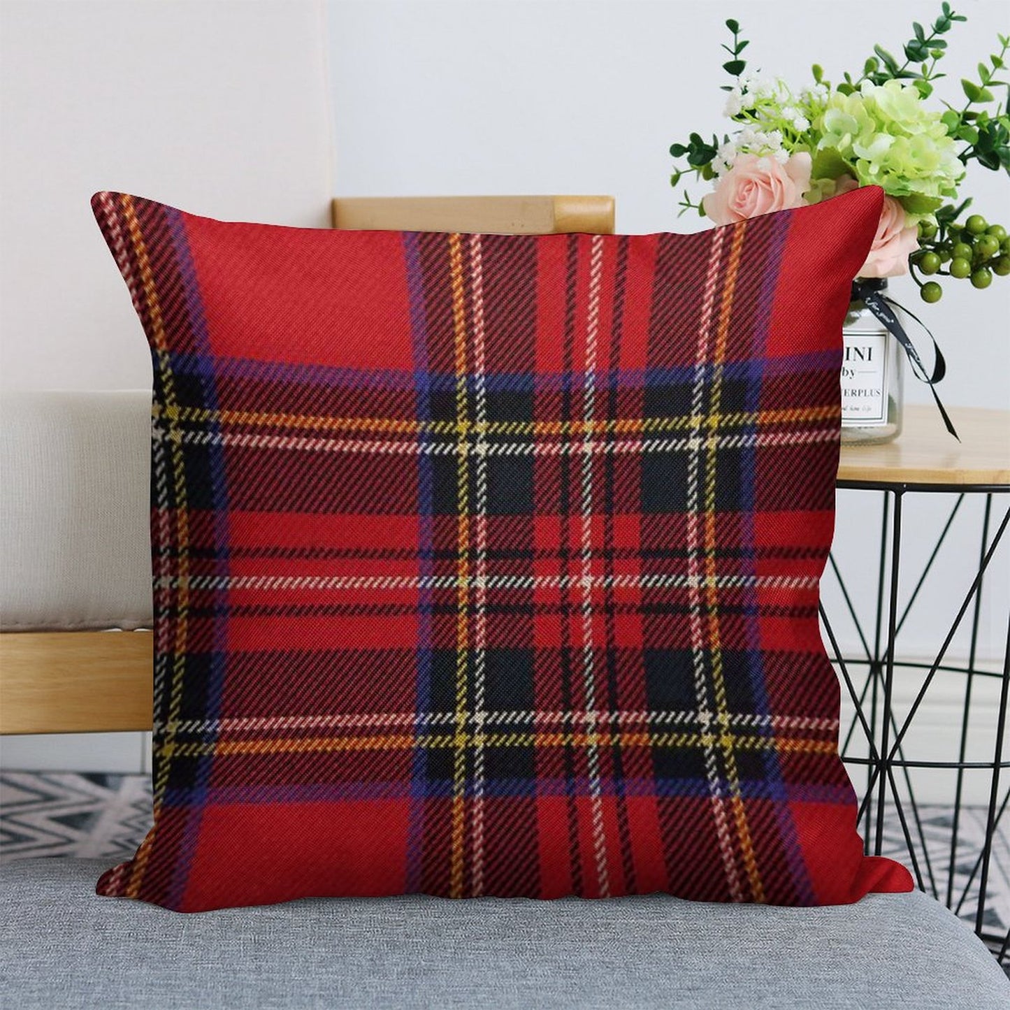Traditional Royal Stewart Scottish Tartan Linen Throw Pillow Cover