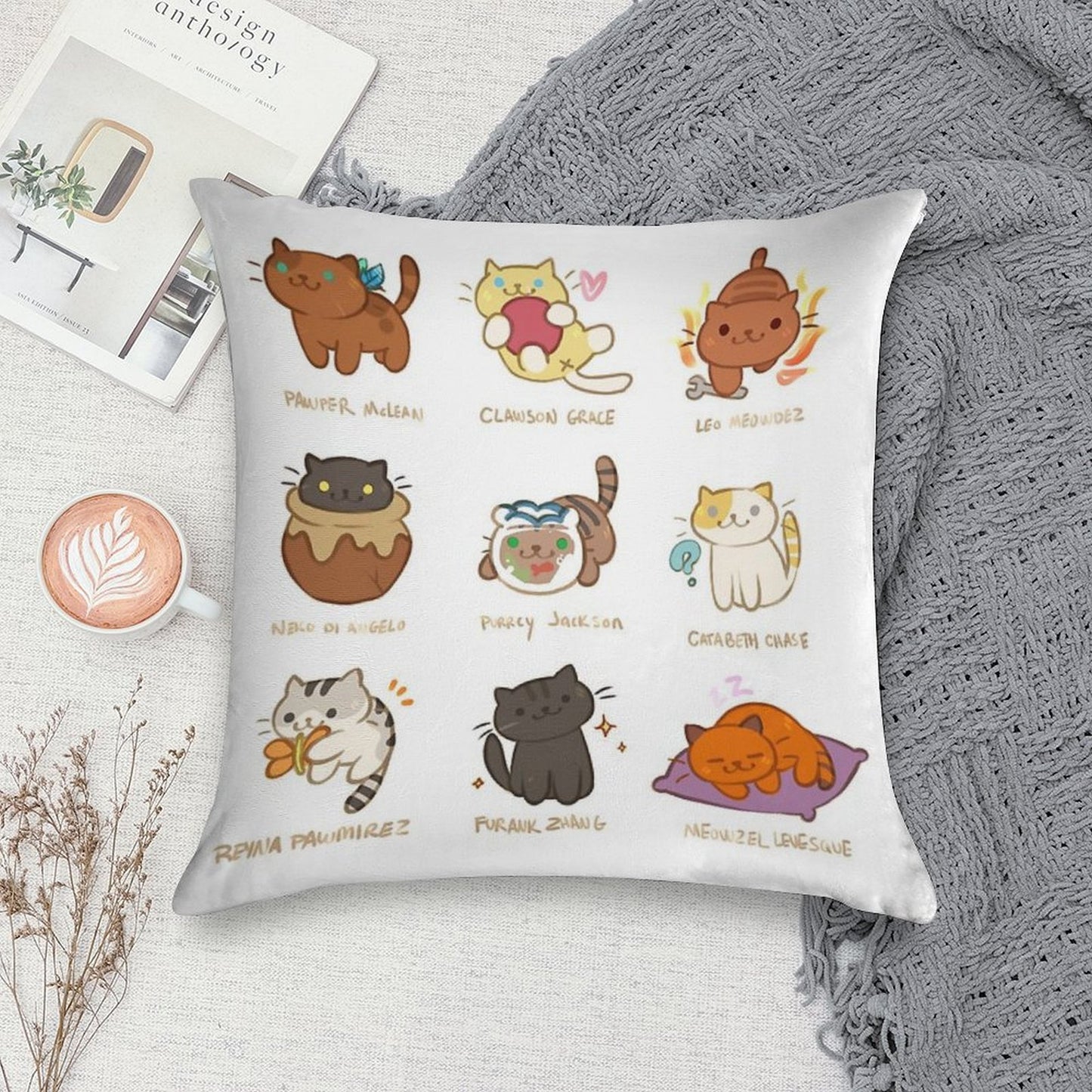 Purrcy Jackson Soft Shrink-Resistant Throw Pillow