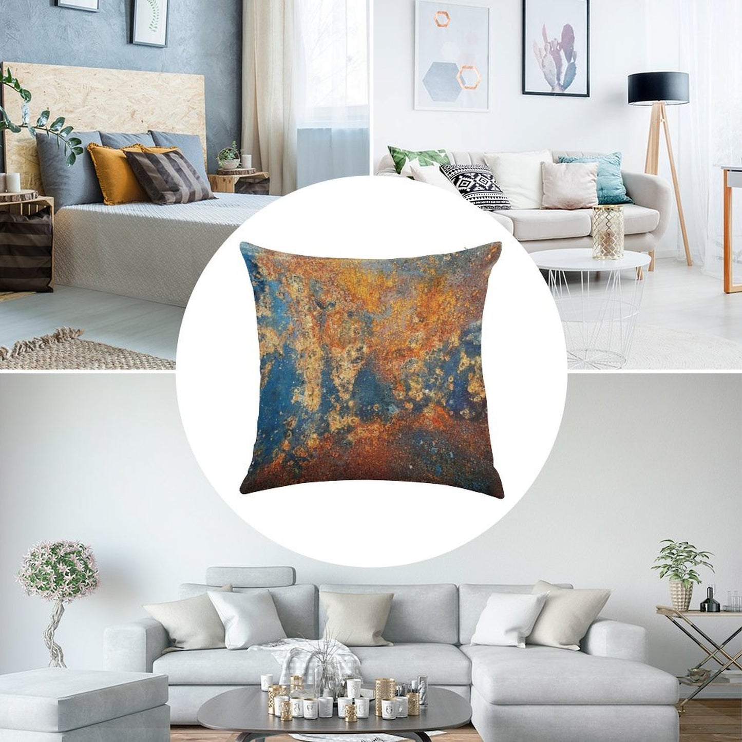 Autumnal Rust Linen Throw Pillow Cover