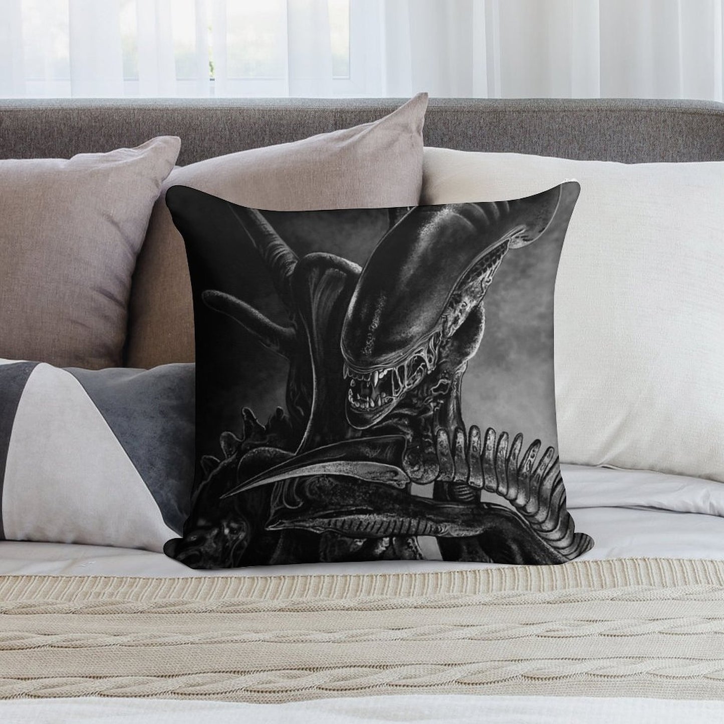 Xenomorph Soft Washable Throw Pillow