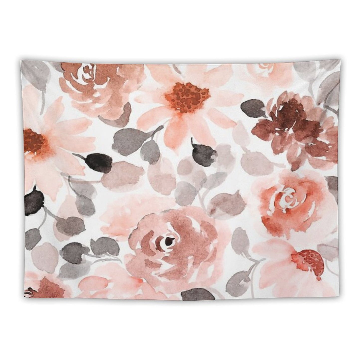 Floral, Watercolor, Soft, Pastel, Rose Gold, Blush Pink And Gray Tapestry