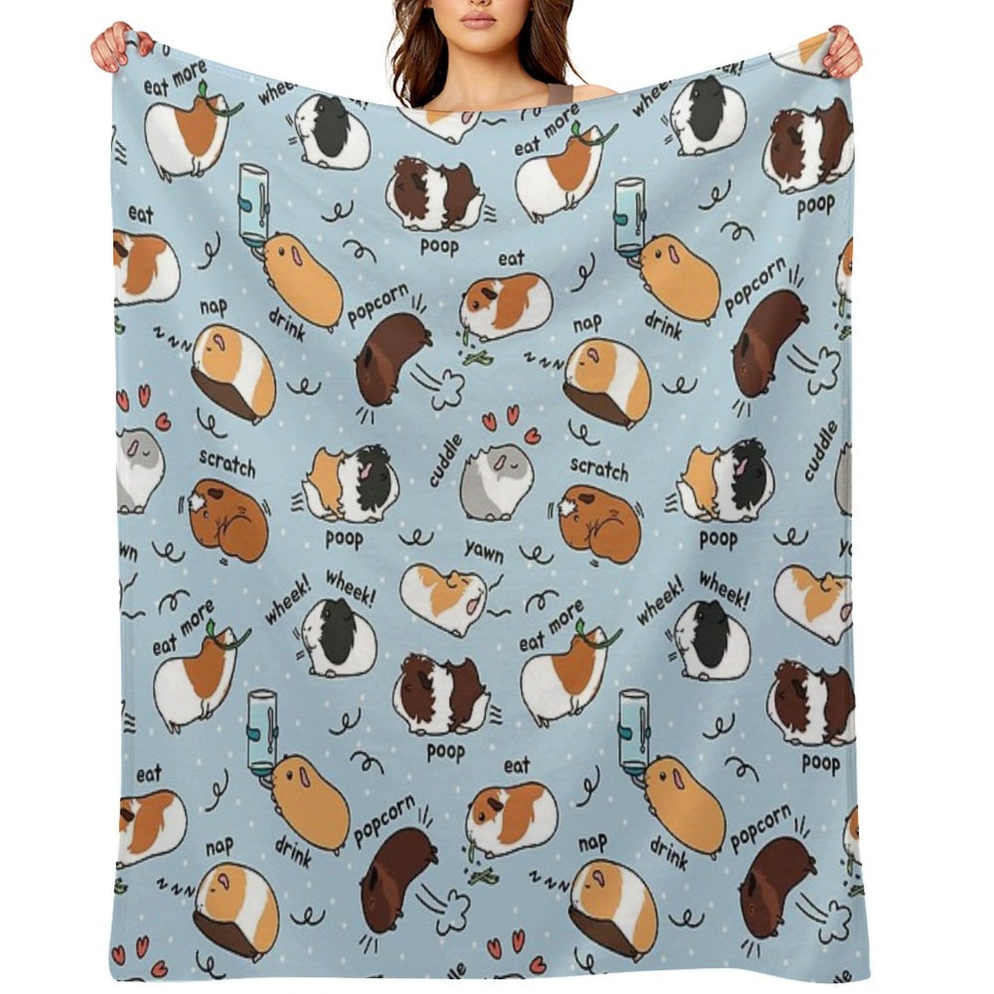 Guinea Pig Daily To-Do List - Blue Background Throw Blanket