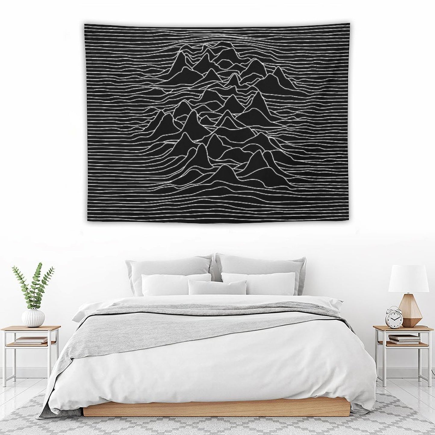 Black And White Illustration - Sound Wave Graphic - Black Tapestry