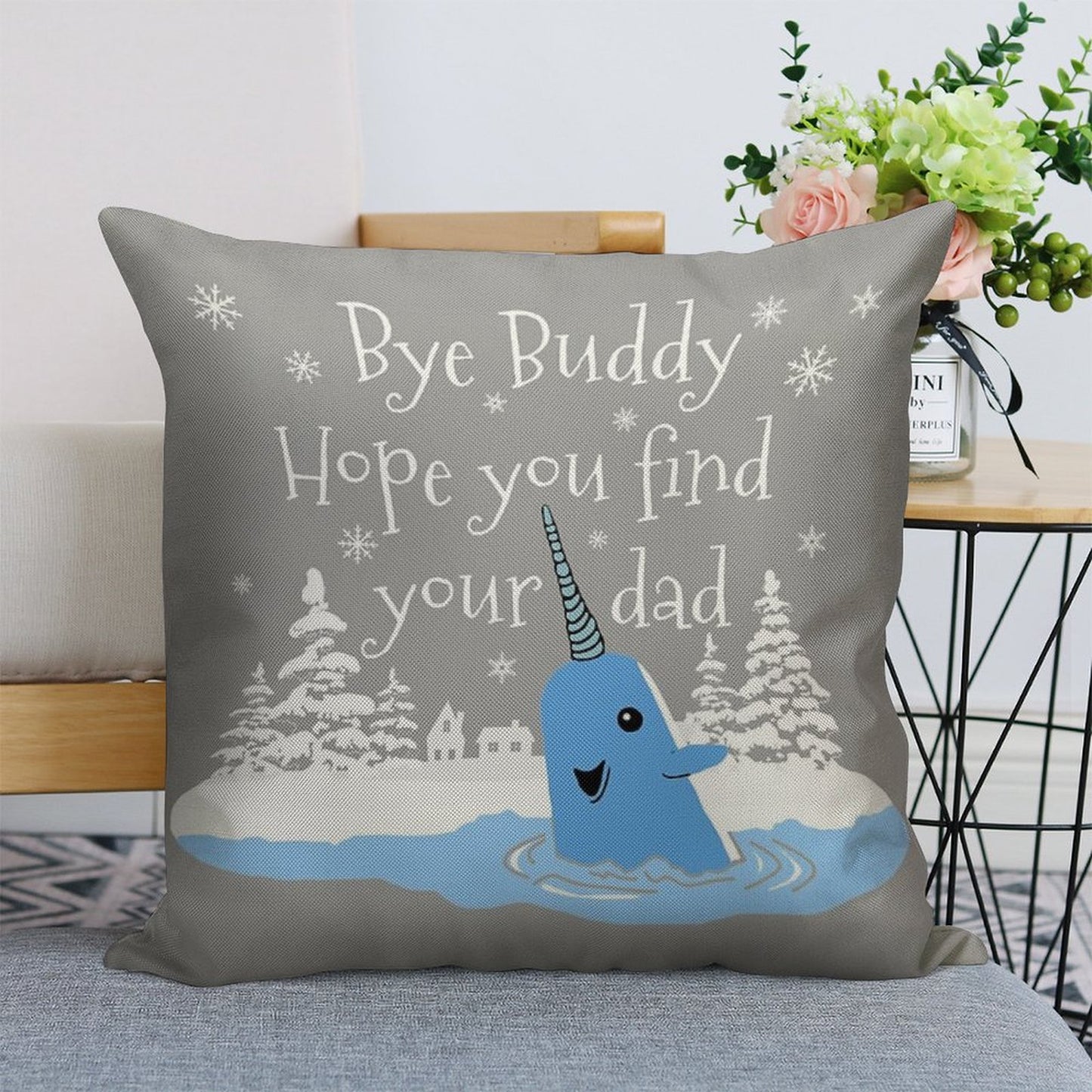 Bye Buddy Hope You Find Your Dad Linen Throw Pillow Cover