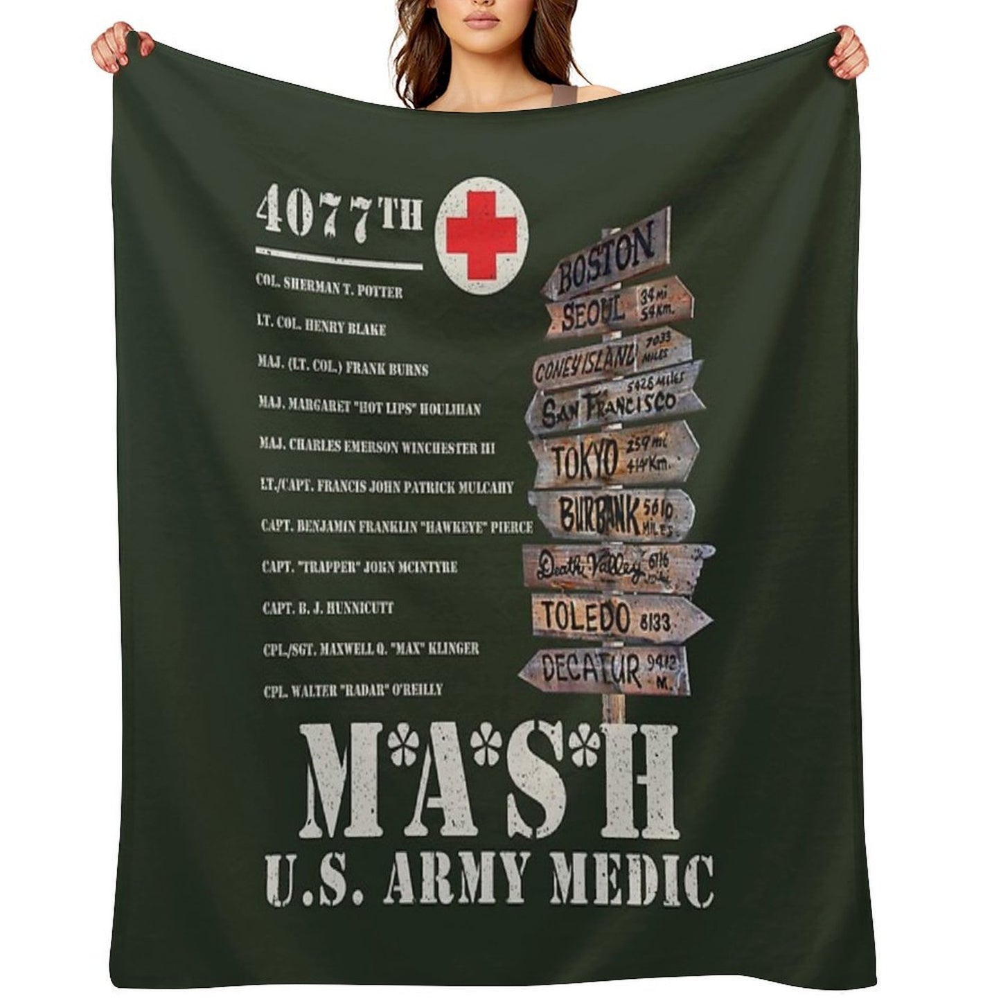 Mash TV Show Signpost Throw Blanket