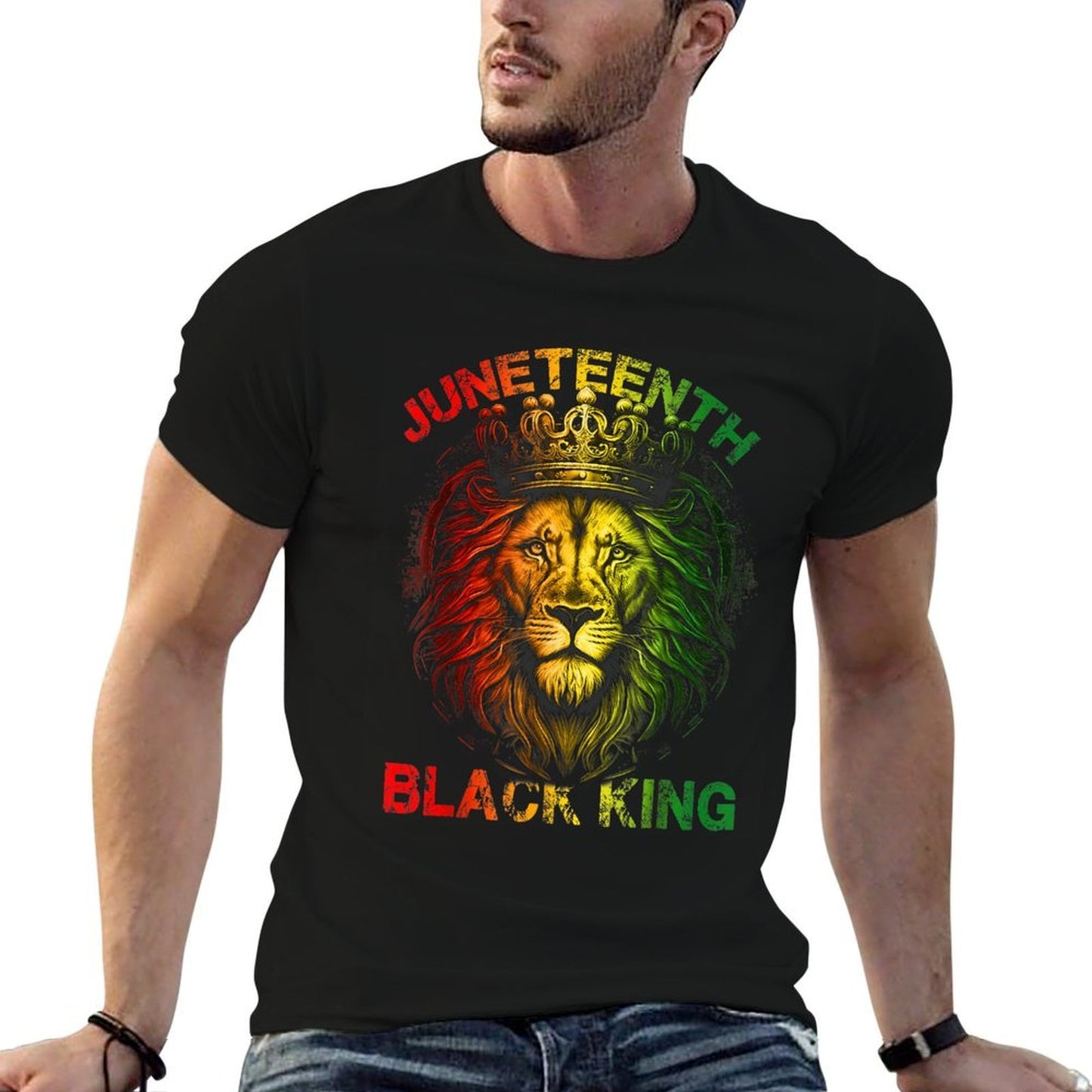 Lion Juneteenth Black King Stretchy T-Shirt