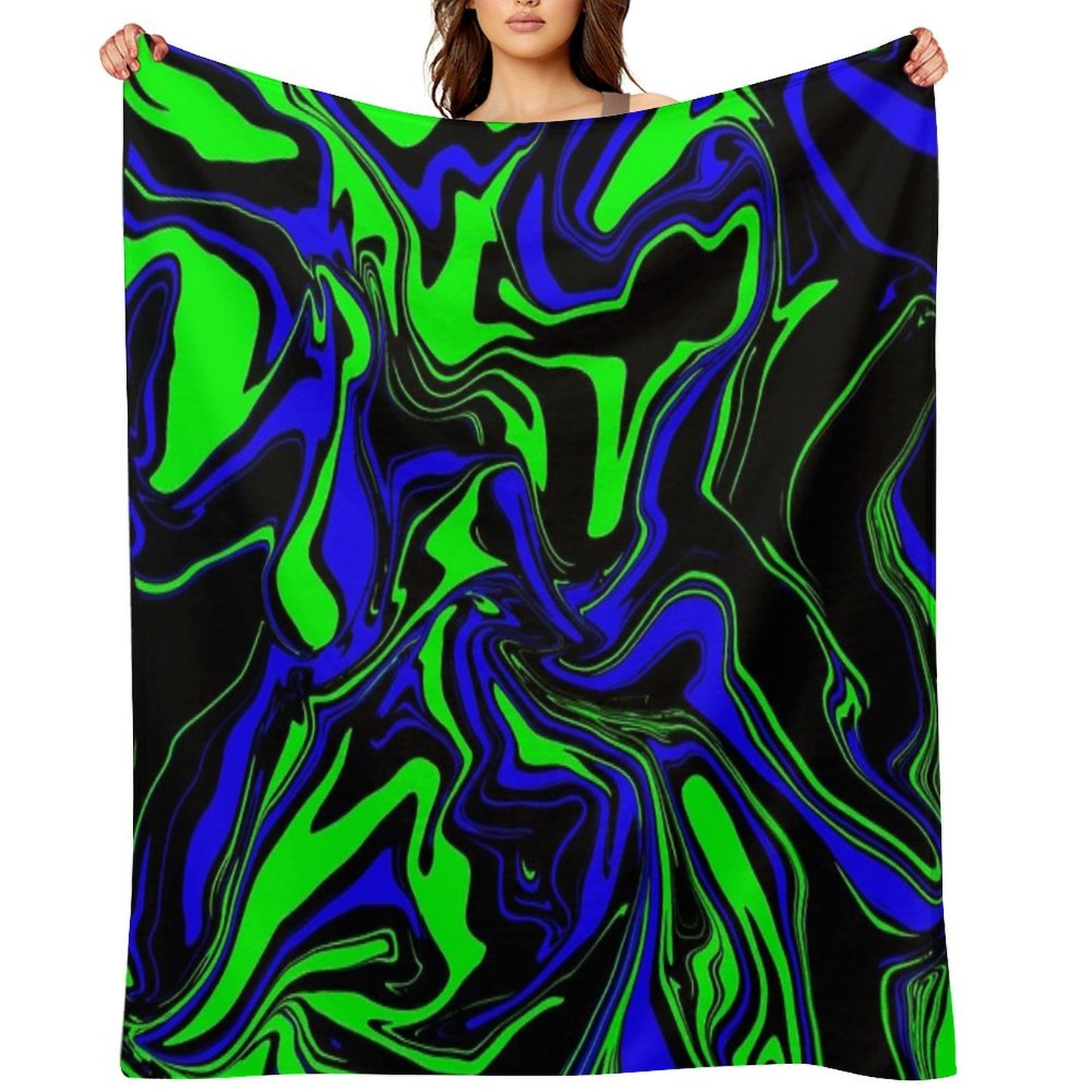 Blue Green And Black Oil Slick Throw Blanket