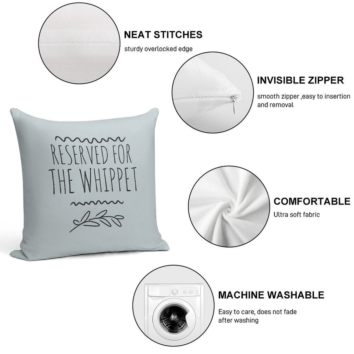 Reserved for The Whippet Soft High-Density Material Throw Pillow