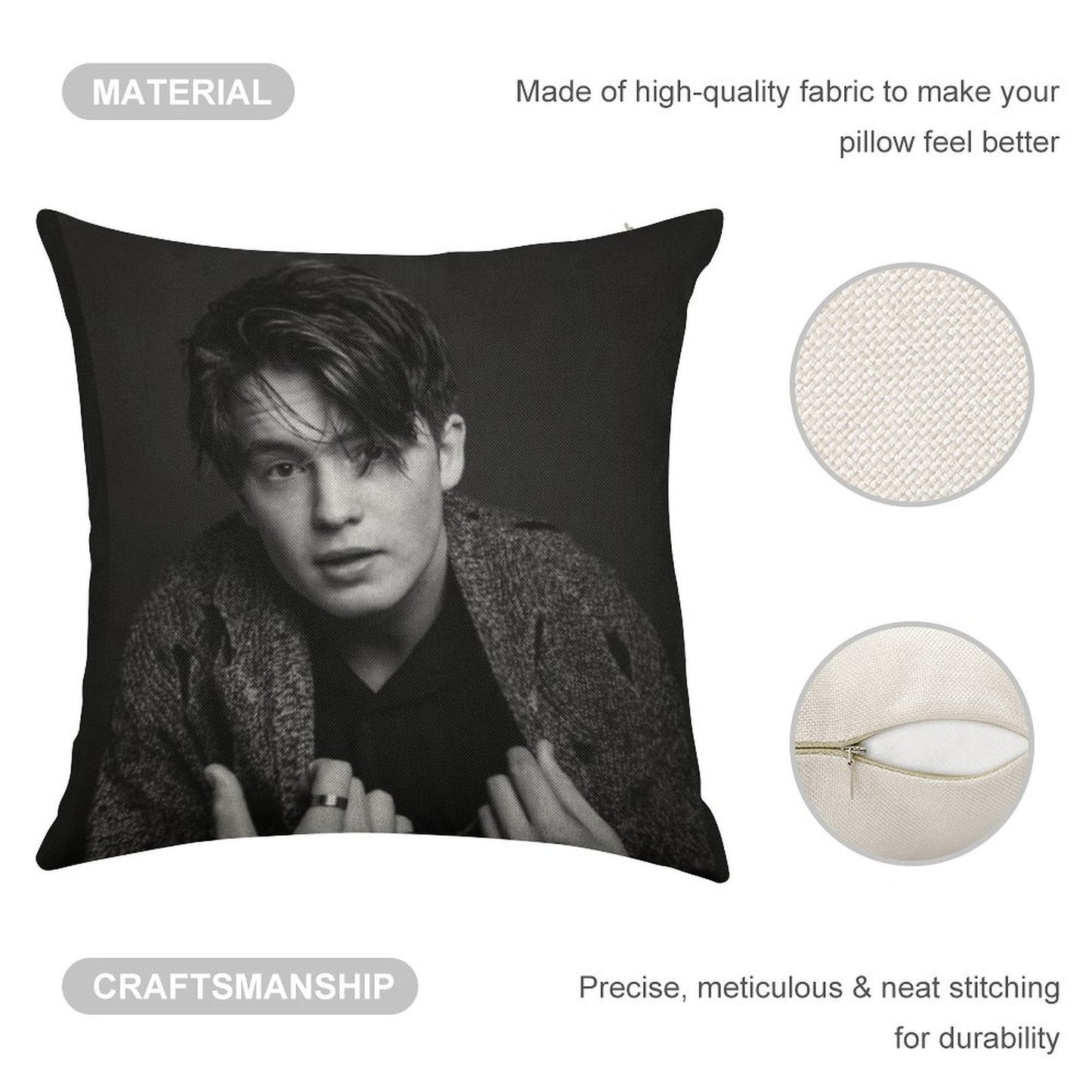 Kit Connor Linen Throw Pillow Cover