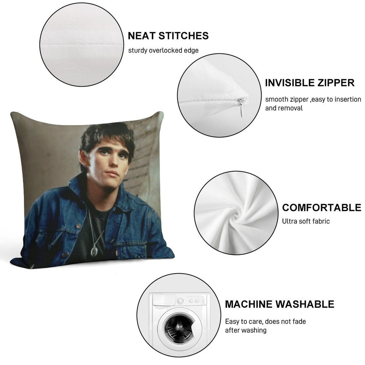 Dally Winston Soft Hidden Zipper Throw Pillow