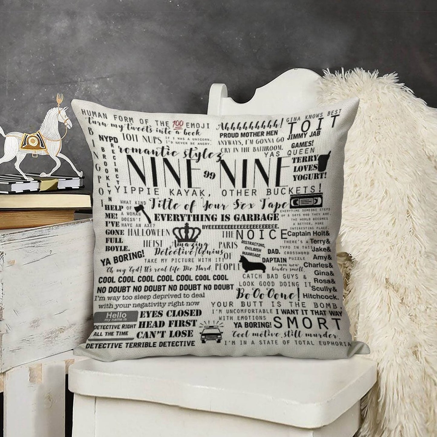 Brooklyn Nine Nine Memorable Quotes Linen Throw Pillow Cover