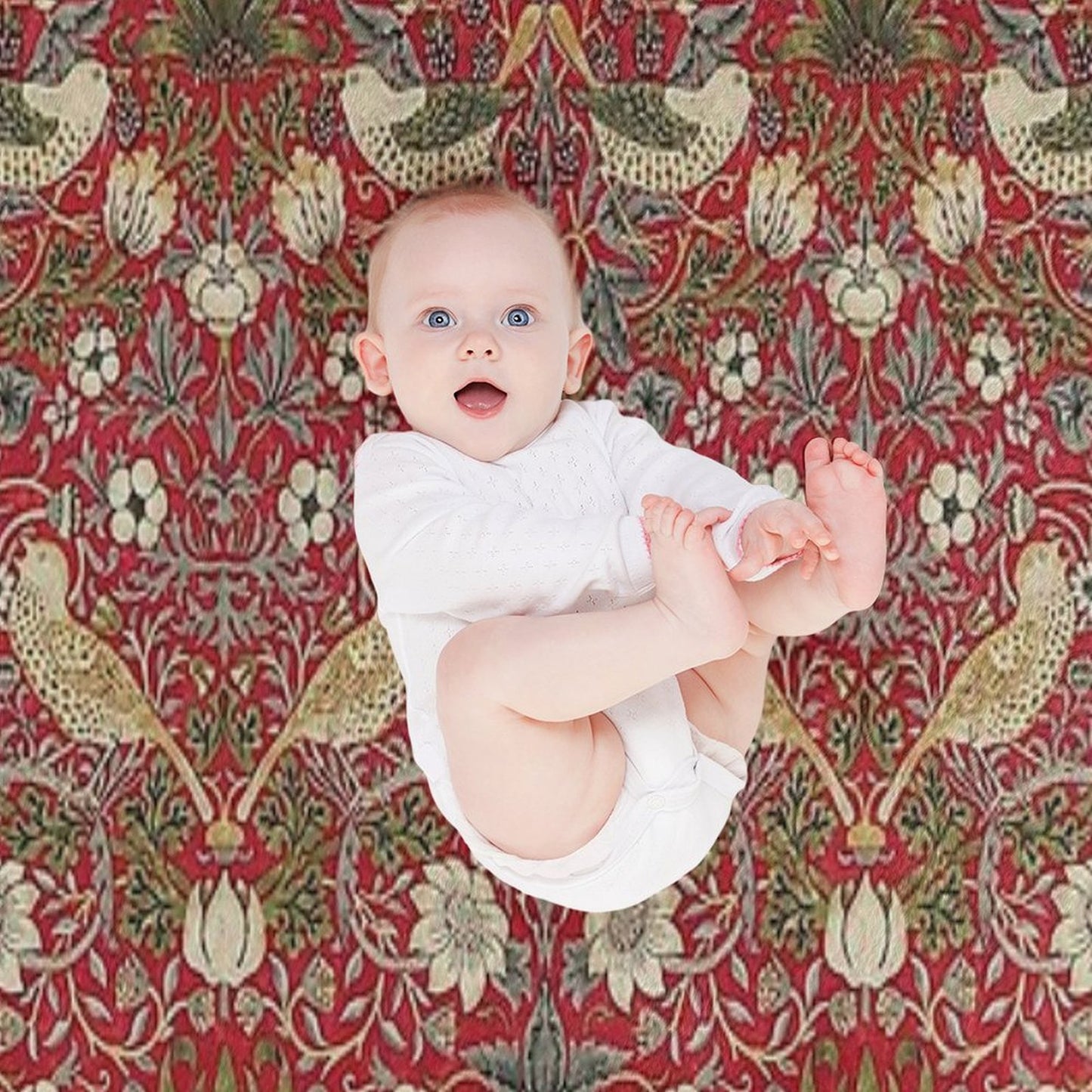 Strawberry Thief Crimson Vintage Pattern Throw Blanket