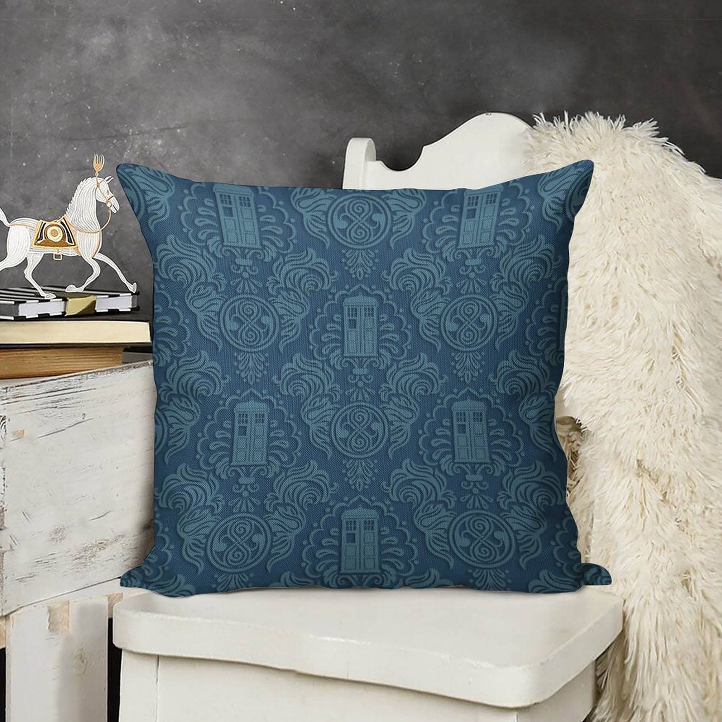 Doctor's Damask Linen Throw Pillow Cover