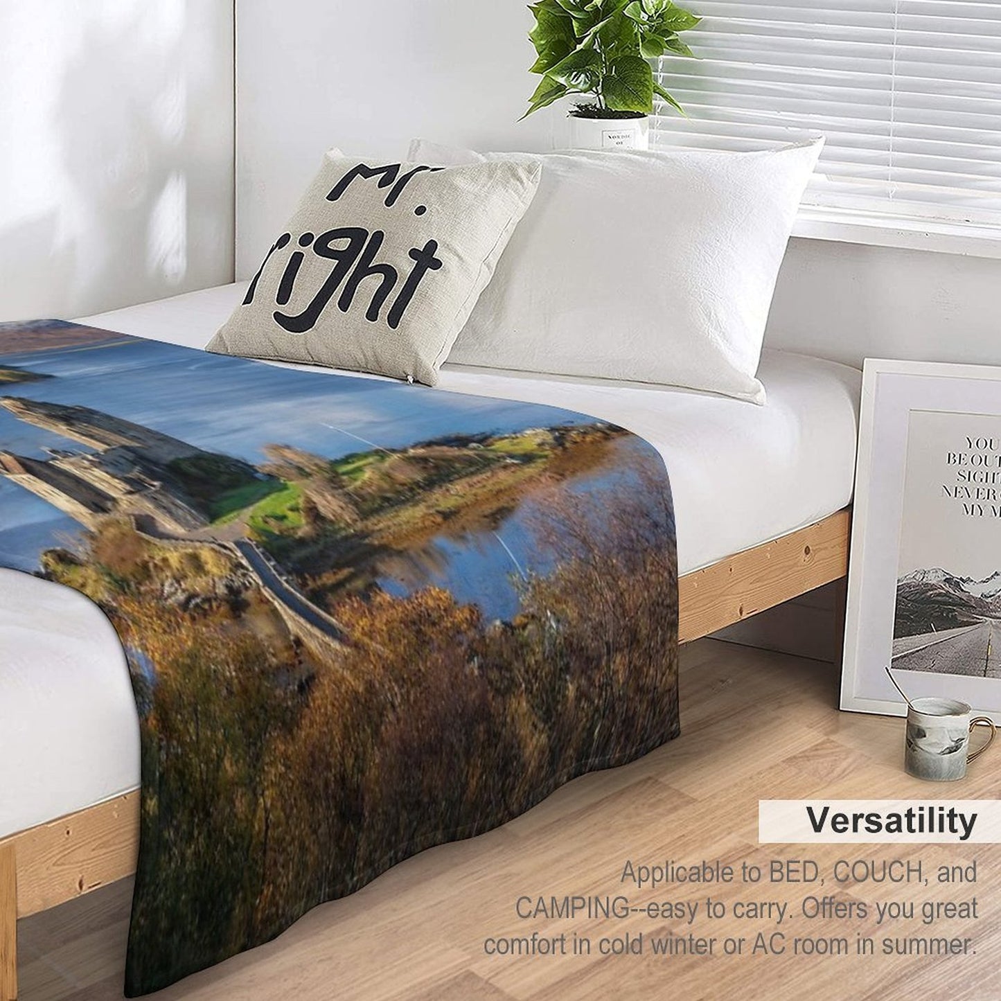 Isle of Skye And Eilean Donan Castle in Autumn. Scotland Throw Blanket