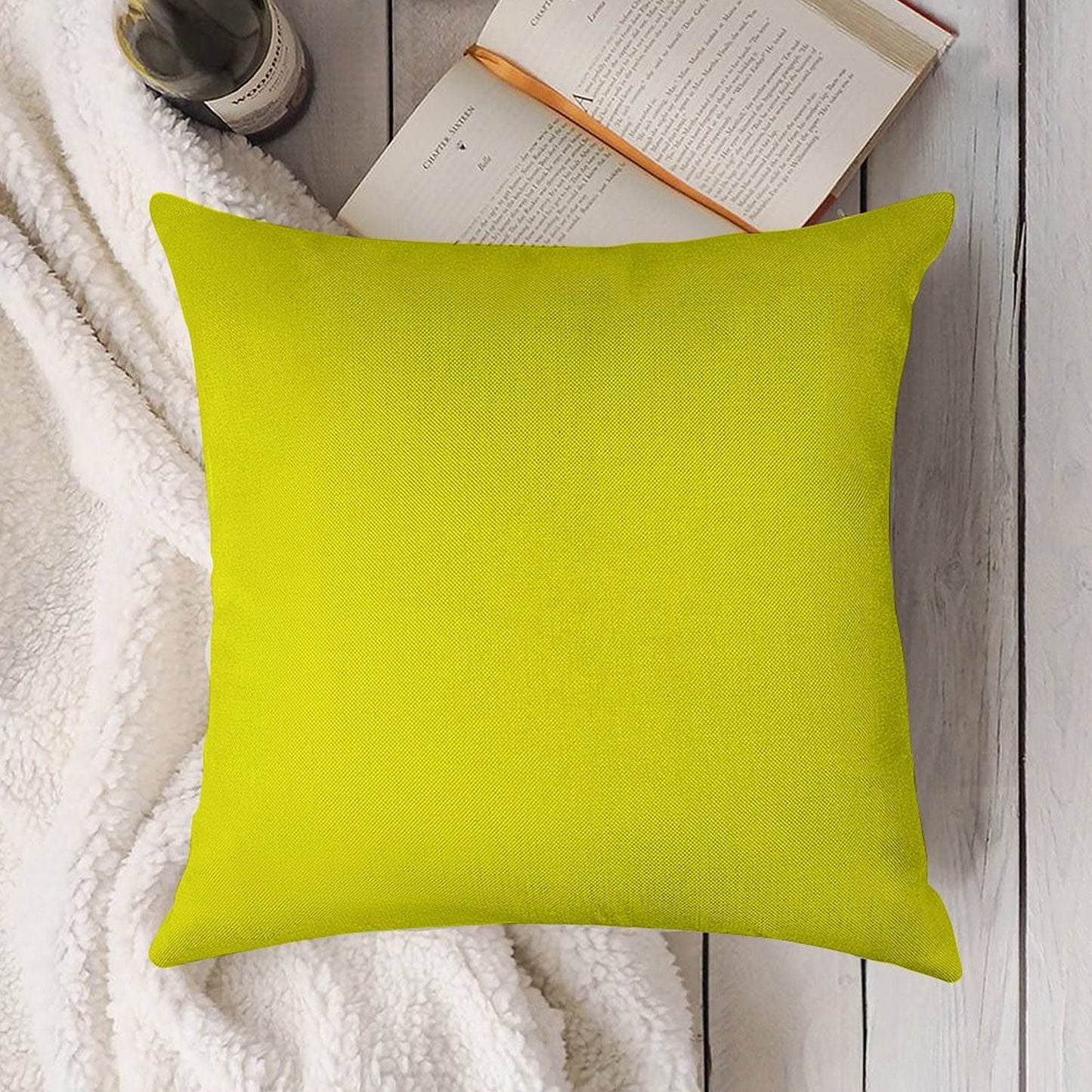 Neon Fluorescent Yellow Yellowneon YellowFluro Yellow Linen Throw Pillow Cover