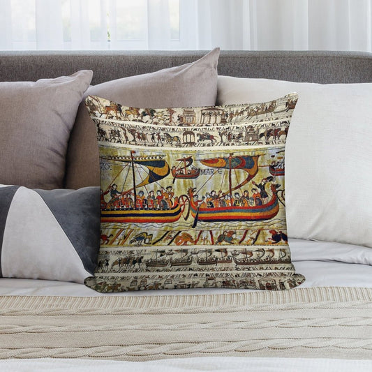 THE BAYEUX TAPESTRY ,VIKING SHIPS Soft Multiple Sizes Throw Pillow
