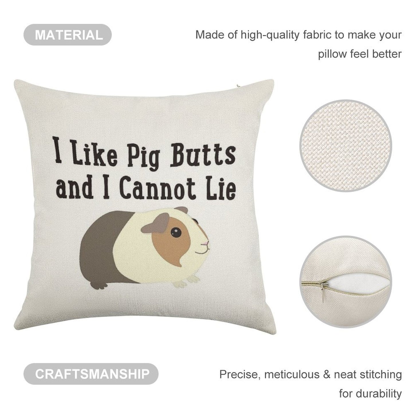Guinea Pig Butts Linen Throw Pillow Cover