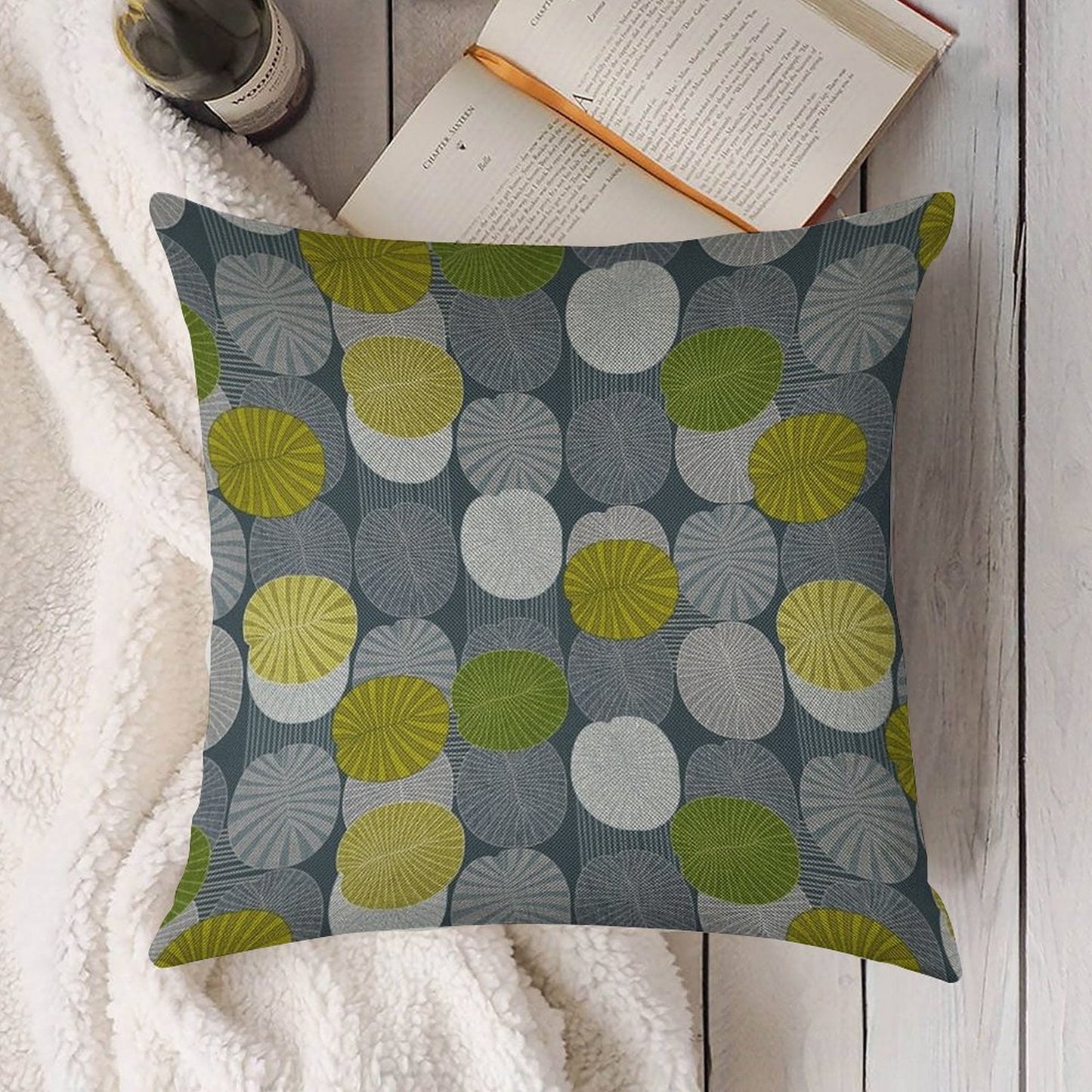 Dickinsonia Lime Linen Throw Pillow Cover