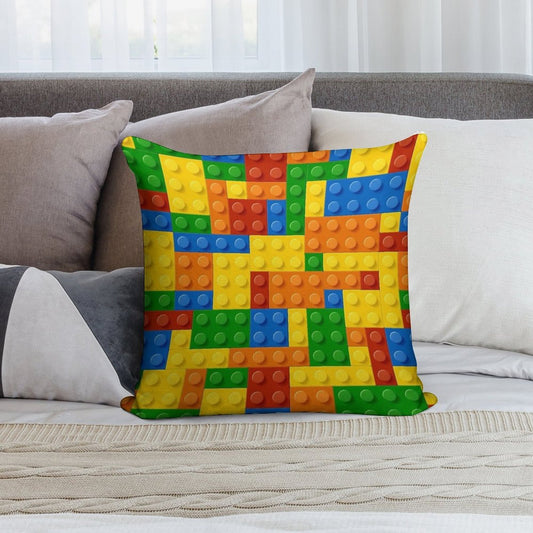 Building Blocks Construction Brick Soft High-Density Material Throw Pillow