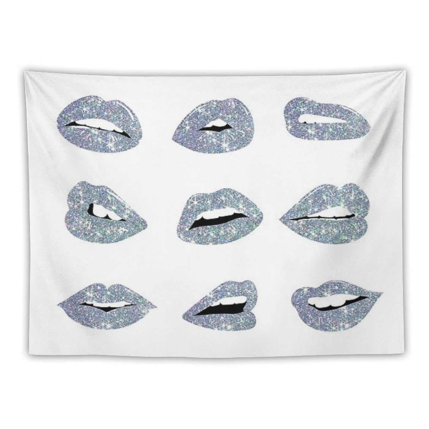 Kiss Kiss Faux Glitter Lips Tapestry