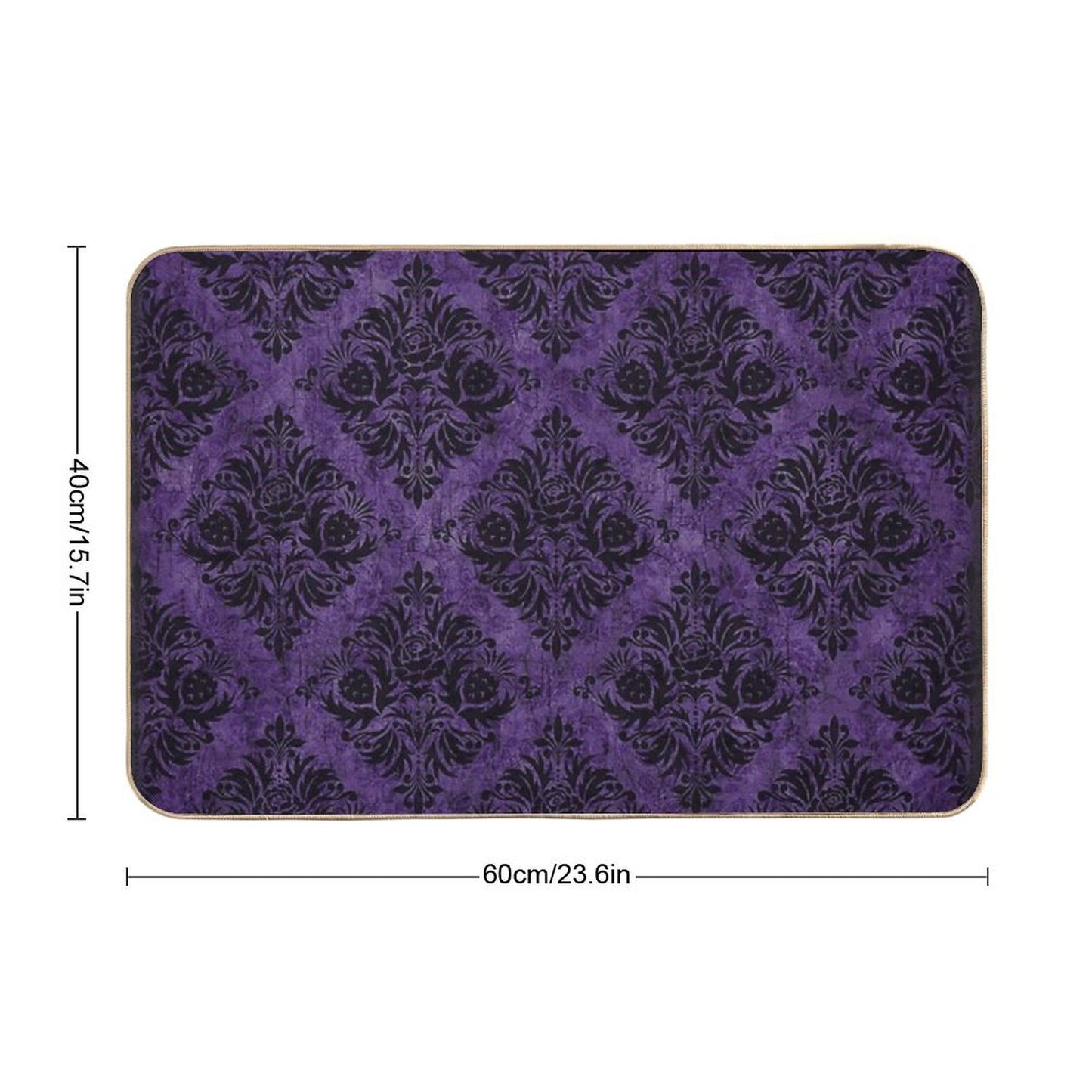 Gothic Damask Purple Bath Mat