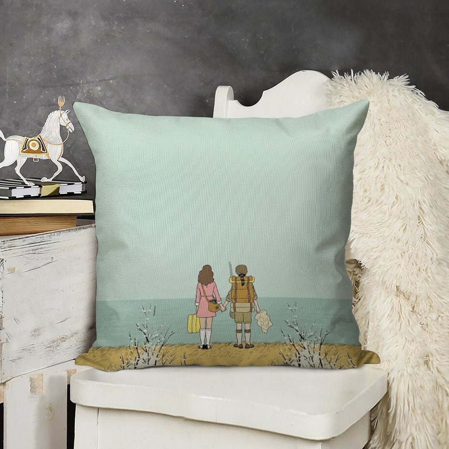 Wes Anderson Movie Linen Throw Pillow Cover