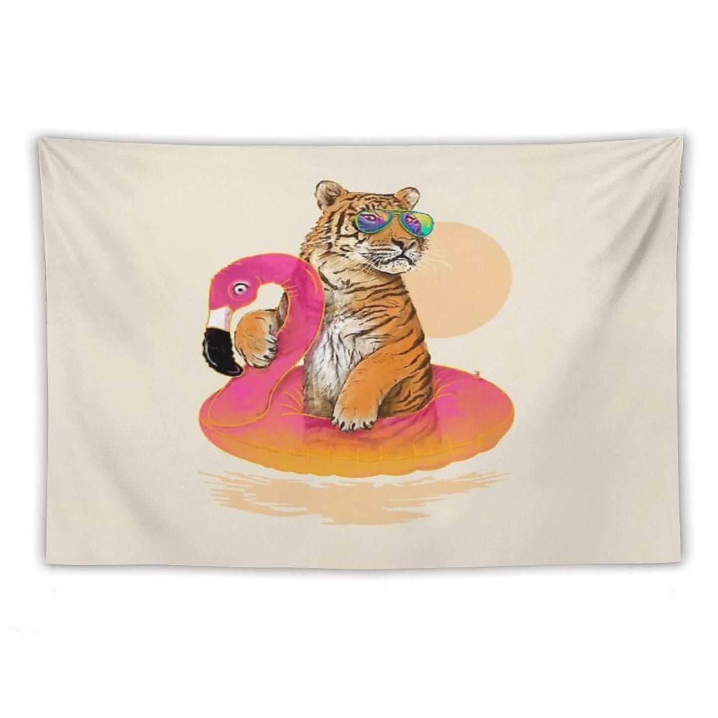 Chillin, Flamingo Tiger Tapestry