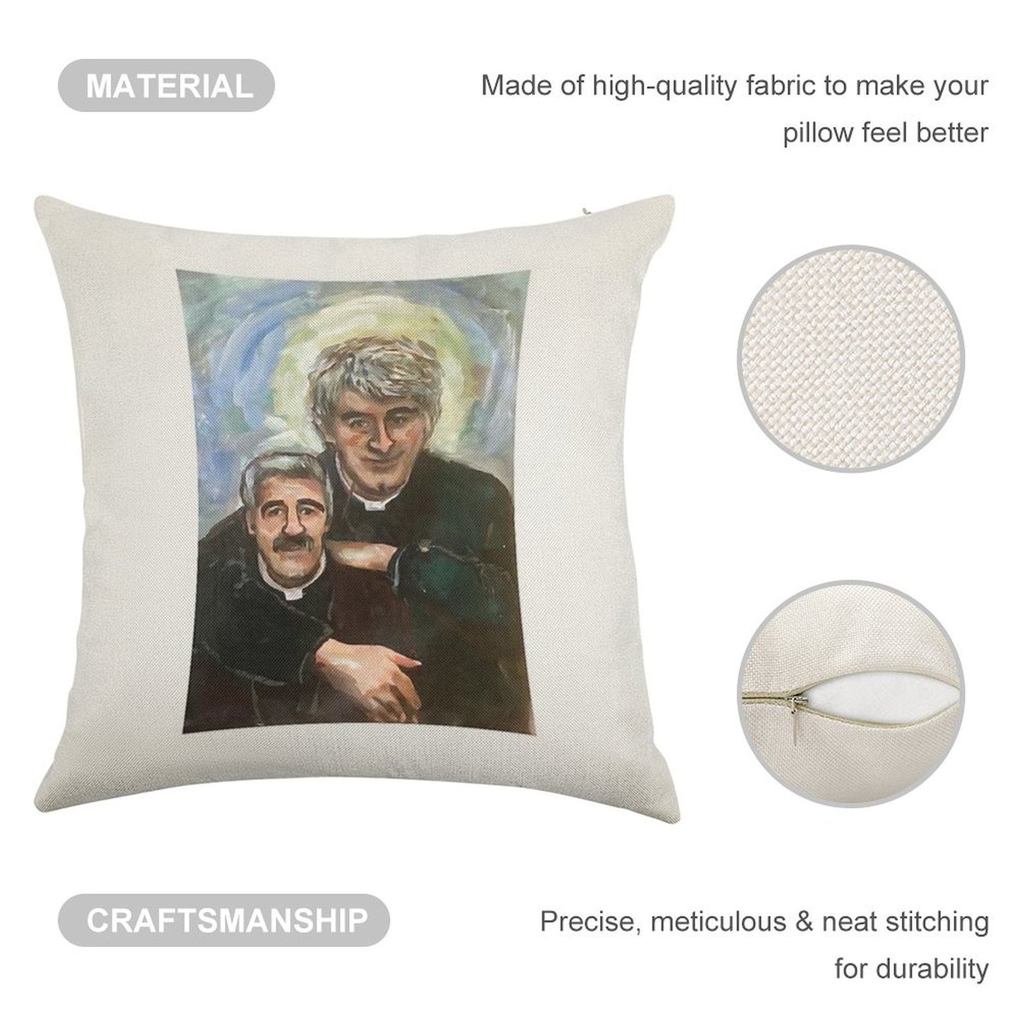 Entertaining Father Stone (Father Ted) Linen Throw Pillow Cover