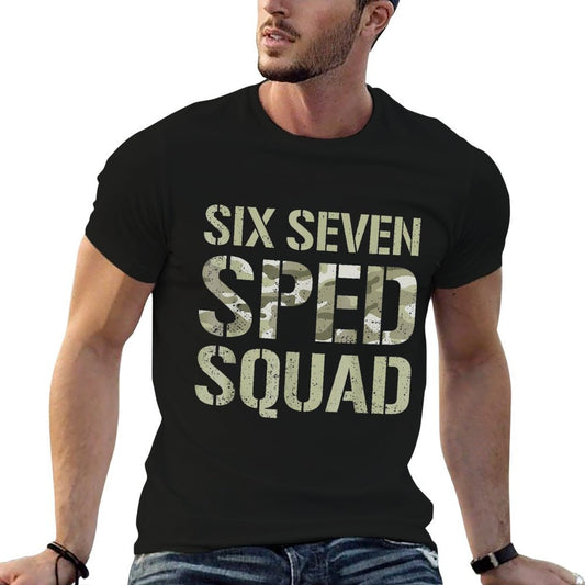 67 SPED Squad Meme Camo Funny Six Seven Special Education Tagless Design T-Shirt