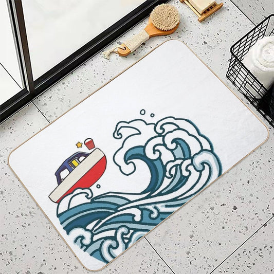 Boat on Big Wave Bath Mat