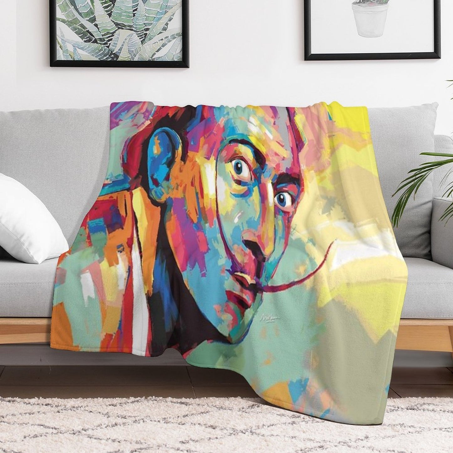 Salvador Dali Portrait Throw Blanket