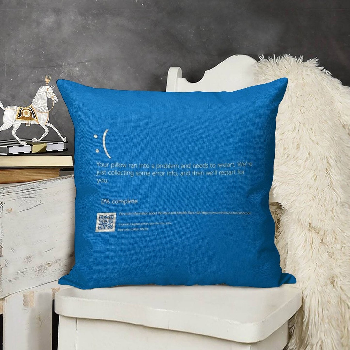 Windows BSOD (Blue Screen of Death) Linen Throw Pillow Cover