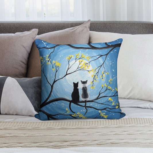 Cats Full Moon Soft Skin-Friendly Throw Pillow