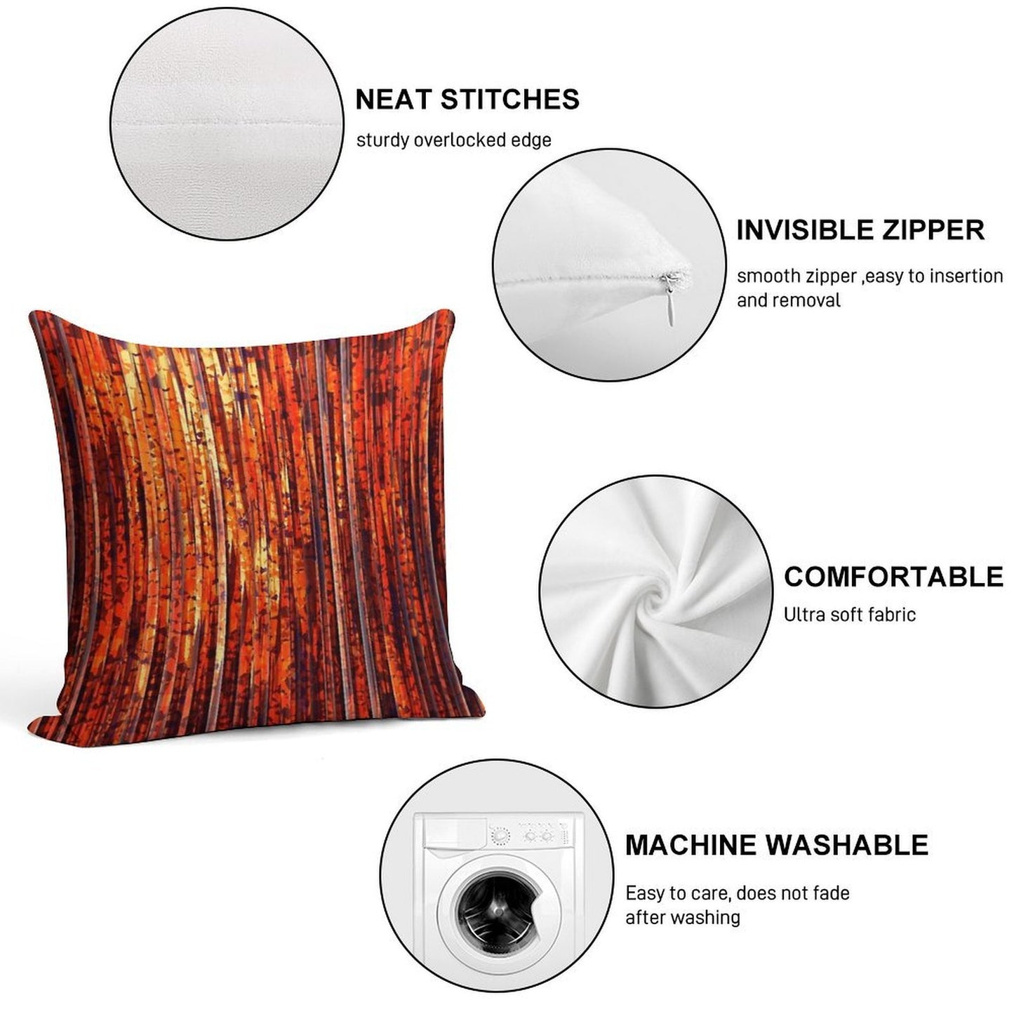 Abstract Orange Stripes Soft Anti-Pilling Throw Pillow
