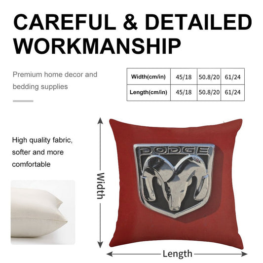 Dodge Logo Linen Throw Pillow Cover