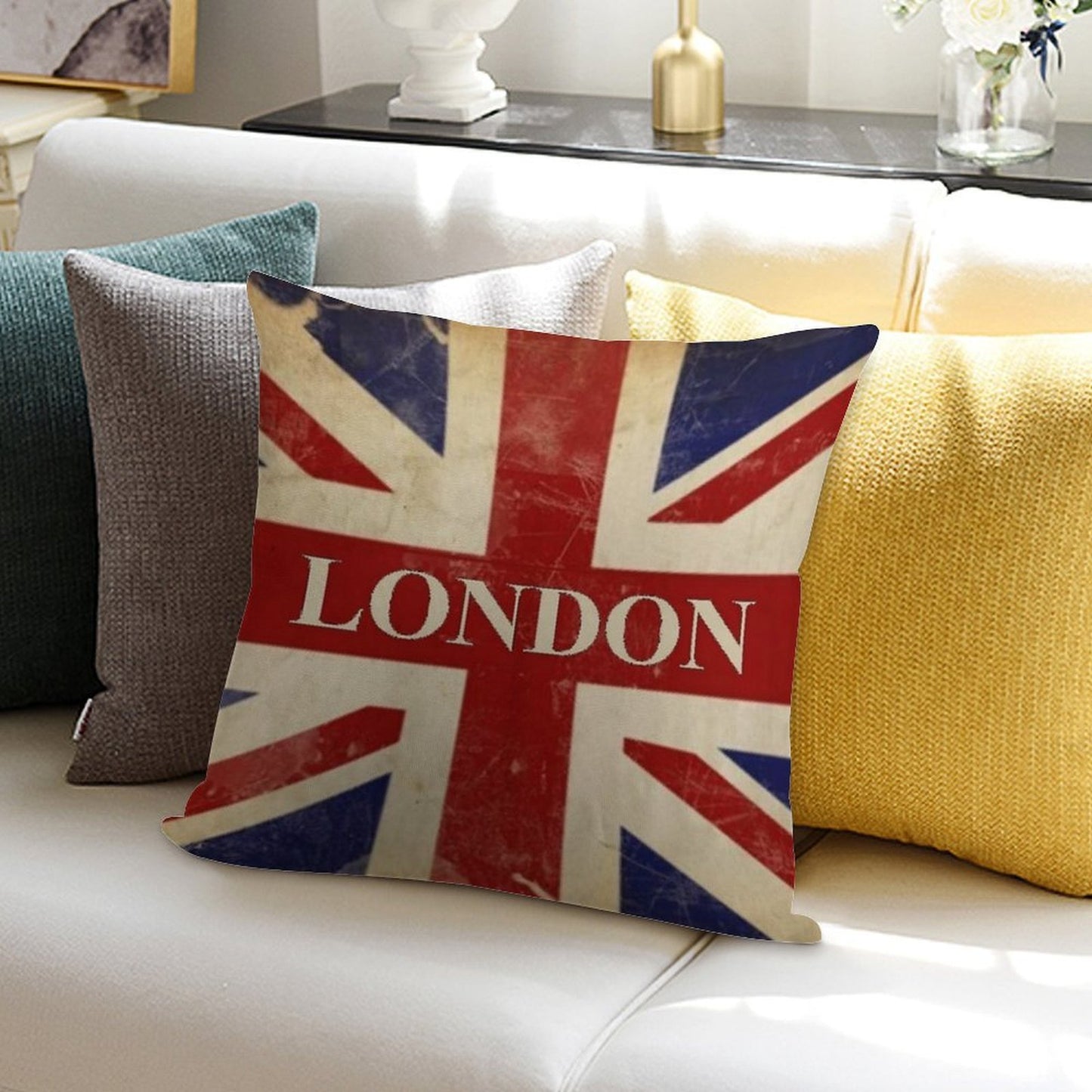 London - Union Jack - I Love London Soft Anti-Pilling Throw Pillow