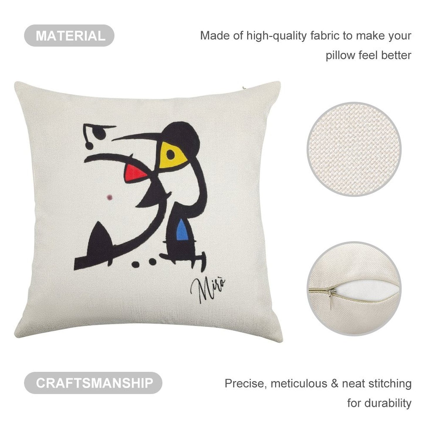 Mirò Linen Throw Pillow Cover
