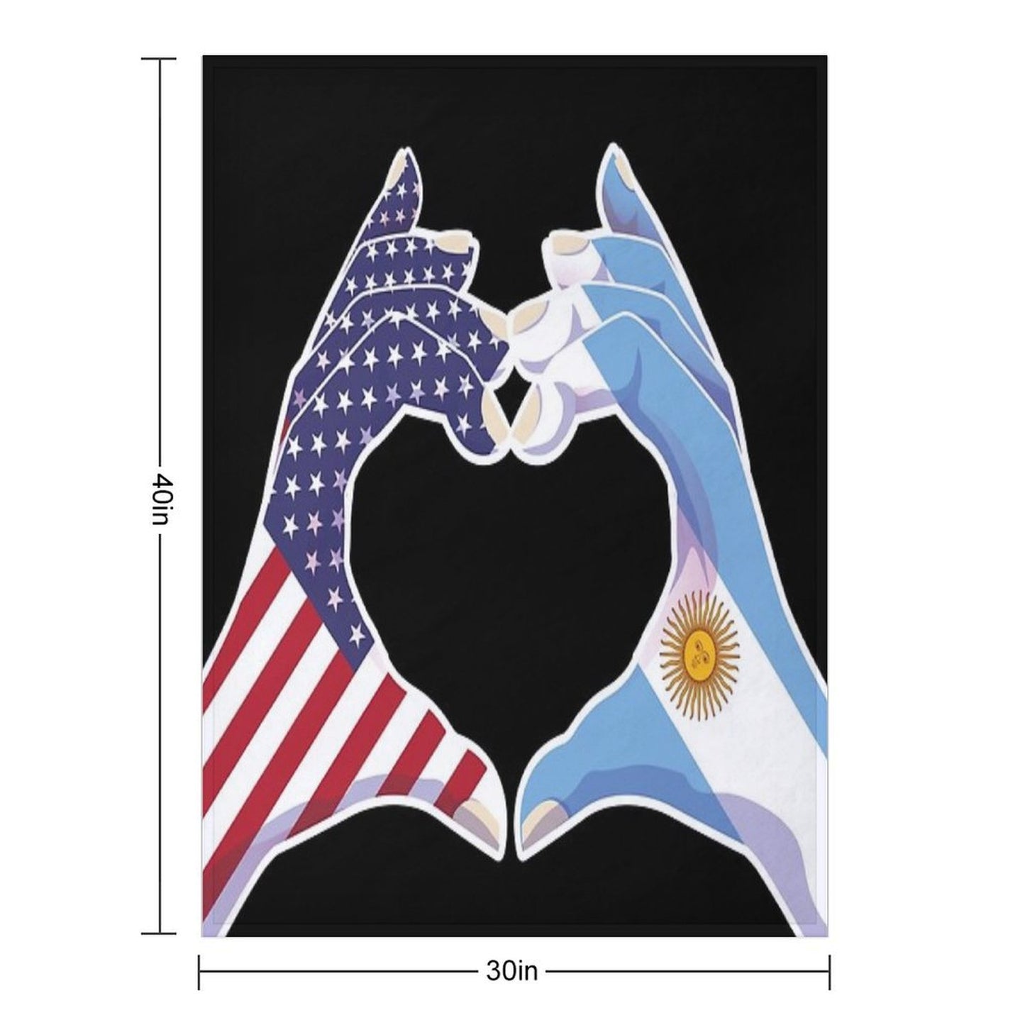 Argentina Argentine Argentinean Argentinian USA United States American America Love Heart Peace Throw Blanket