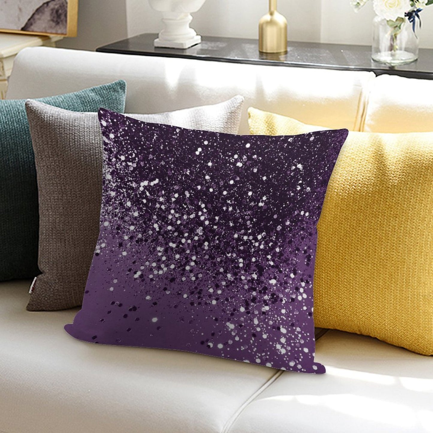 PURPLE Glam Dream #1 (Photo of Glitter Only - Not Reflective) Soft Warmth Comfort Throw Pillow