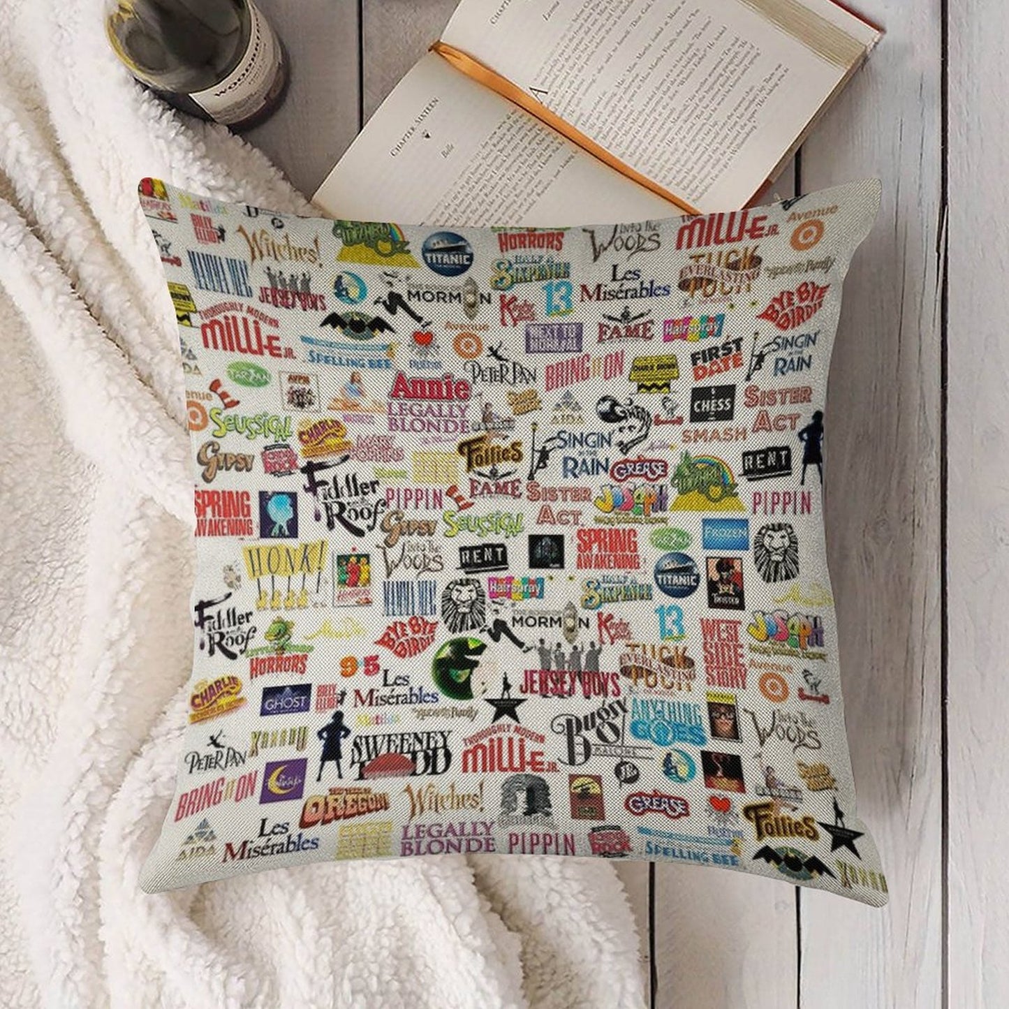 Musical Logos Linen Throw Pillow Cover