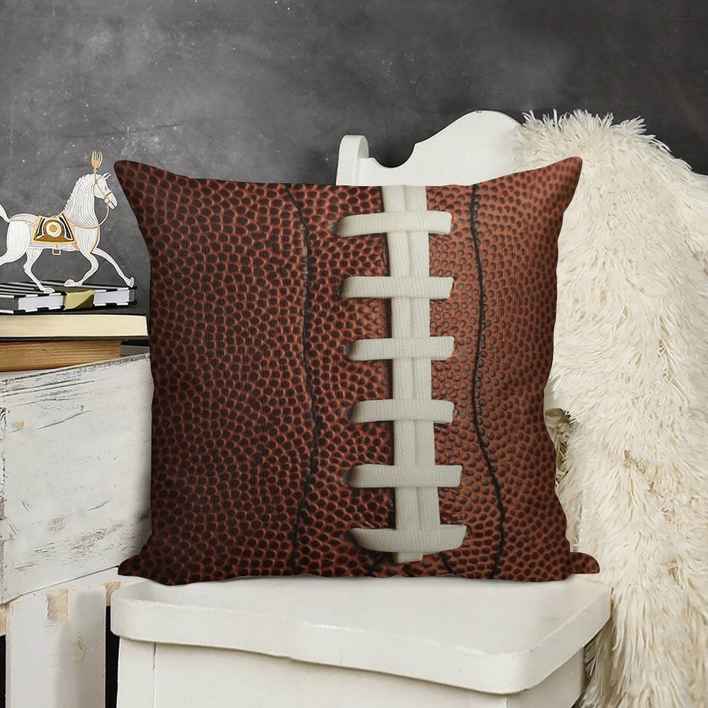 Football Linen Throw Pillow Cover