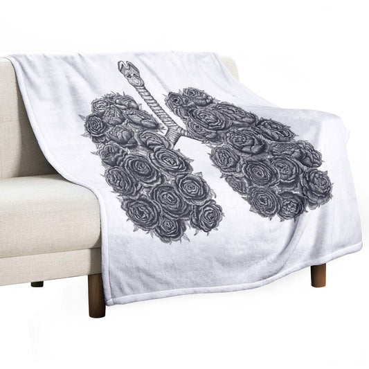 Lungs with Peonies Throw Blanket