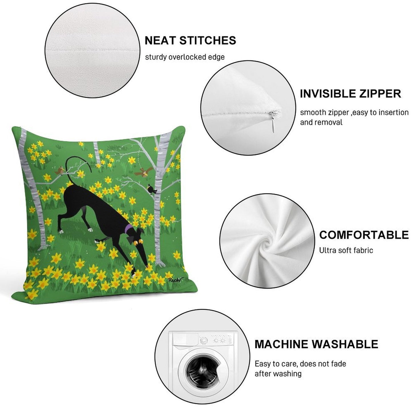 Daffodil Hound Soft Durable Construction Throw Pillow