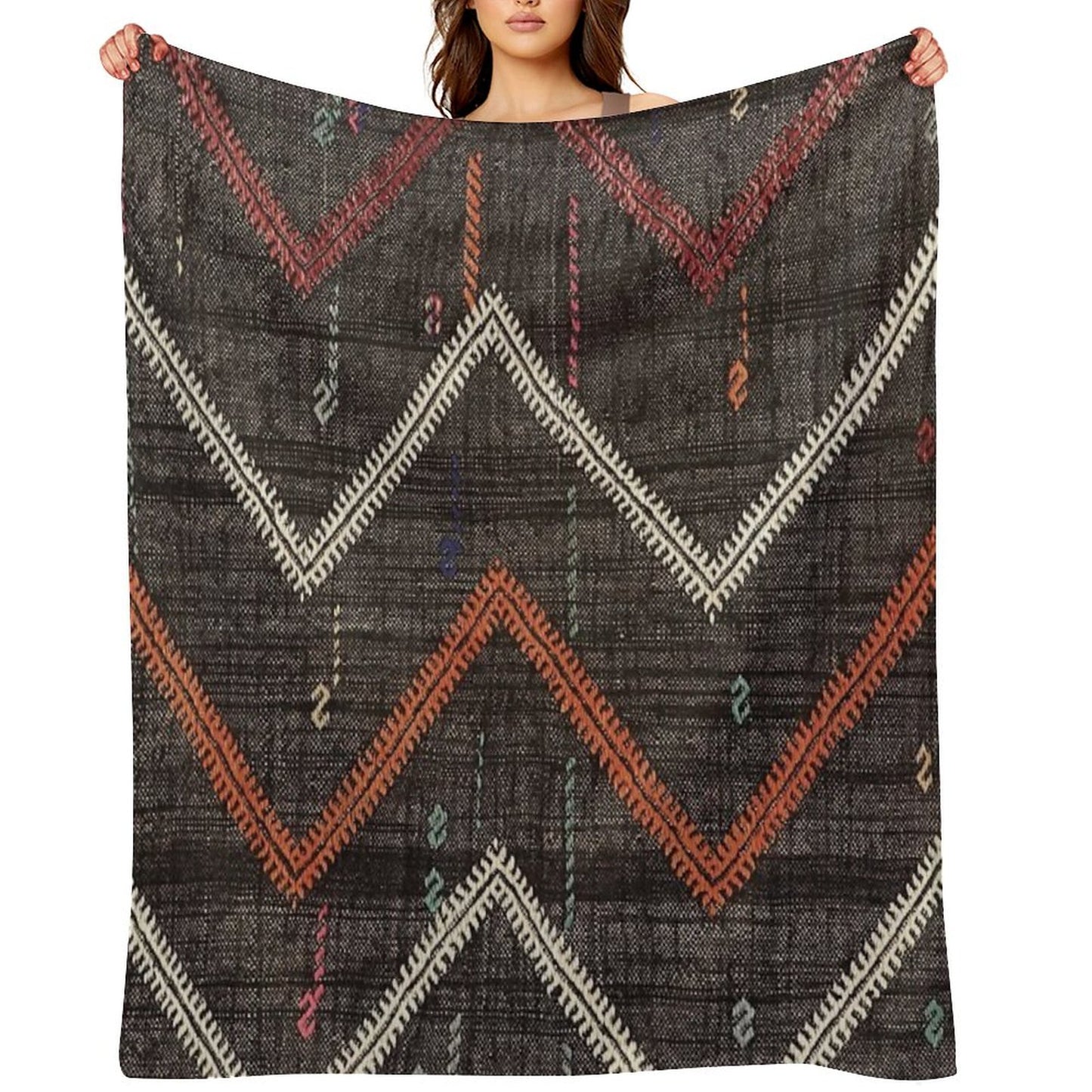 Old Kilim Fragment Throw Blanket