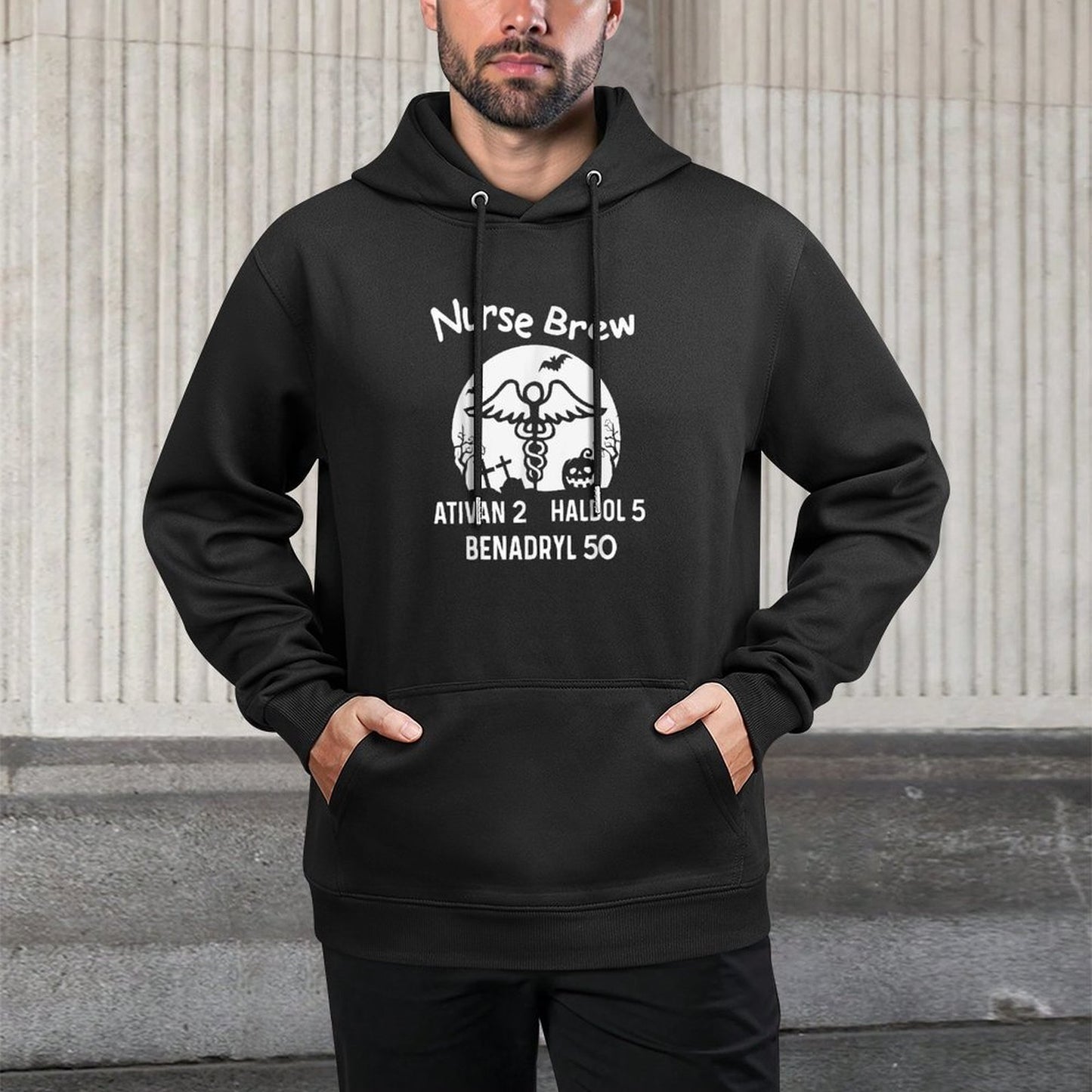 Nurse Brew Ativan 2 Haldol 5 Benadryl 50 Halloween All-Day Comfort Hoodie