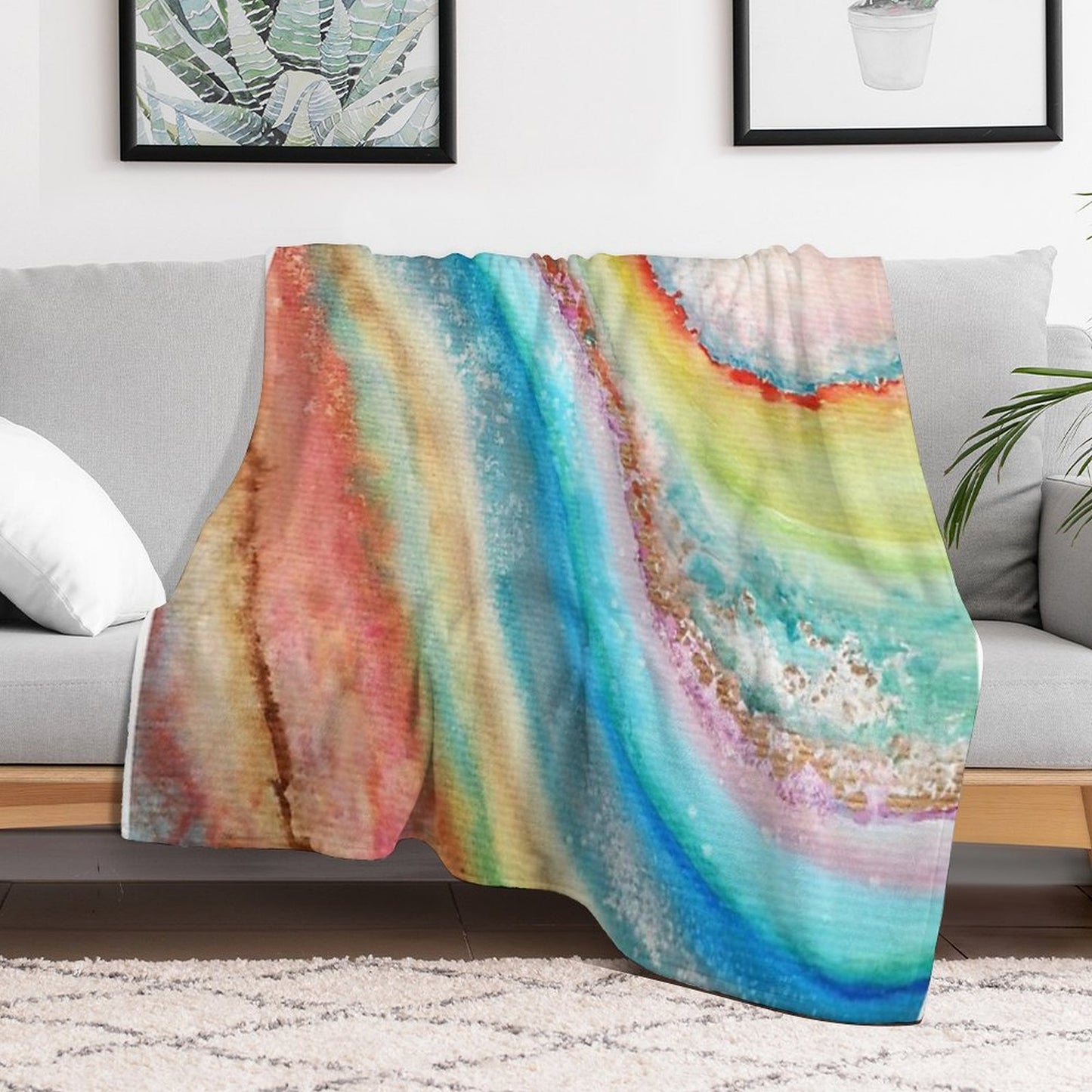 AGATE Inspired Watercolor Abstract 01 Throw Blanket