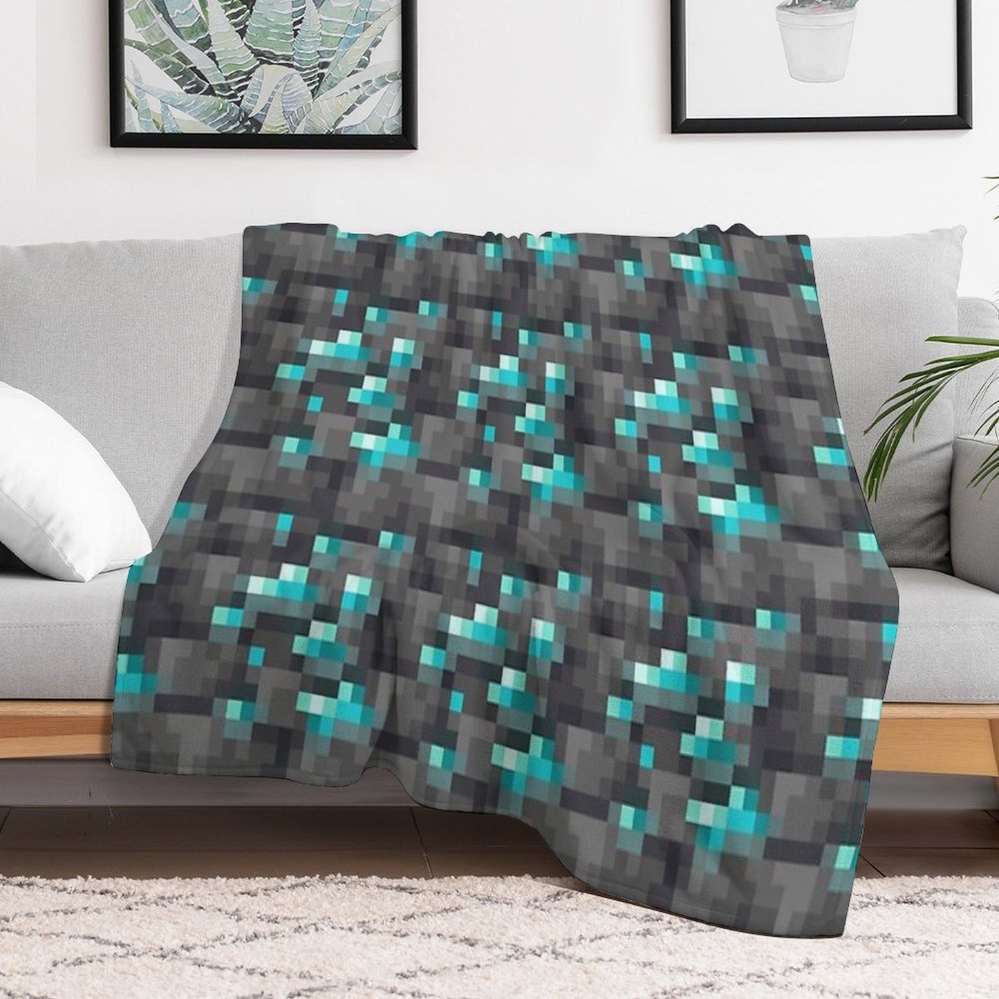 Deepslate Diamond Ore Throw Blanket
