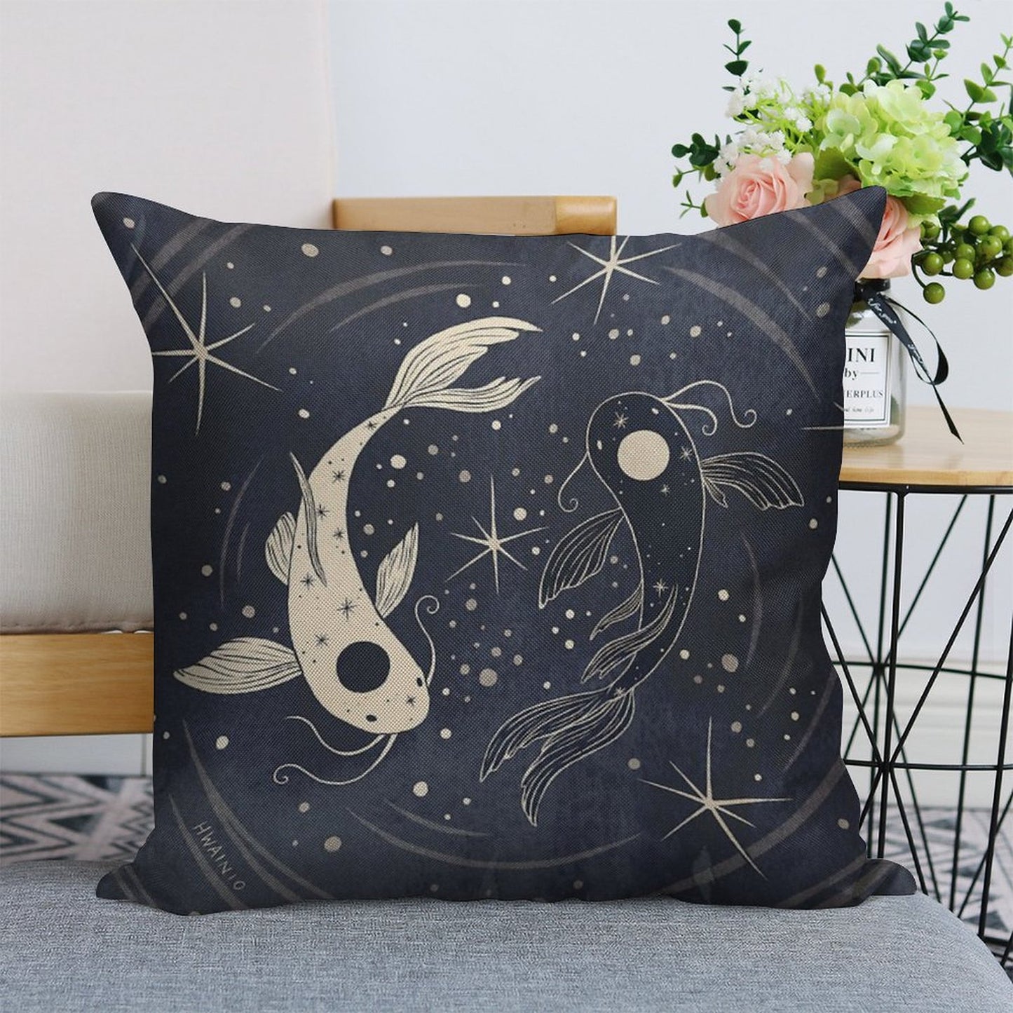 Tui And La Linen Throw Pillow Cover