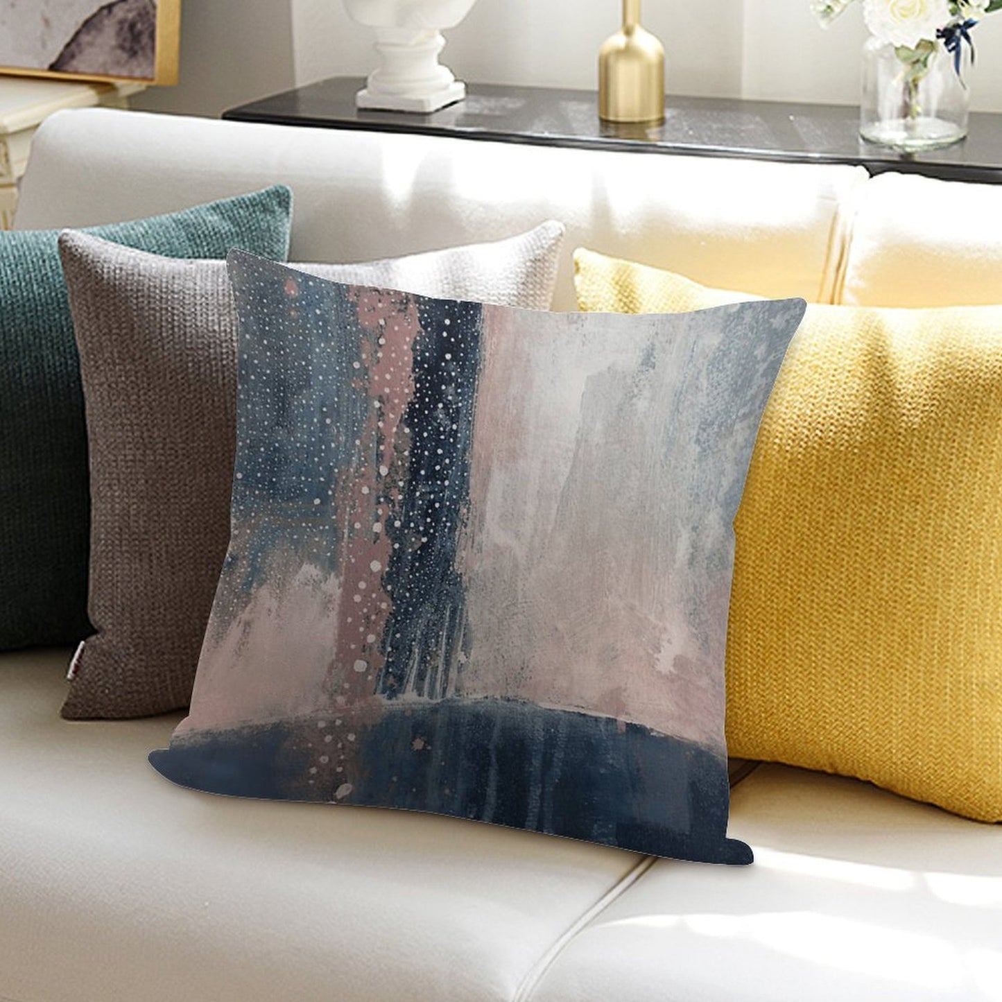 Pink Blue Abstract Soft Style Accent Throw Pillow