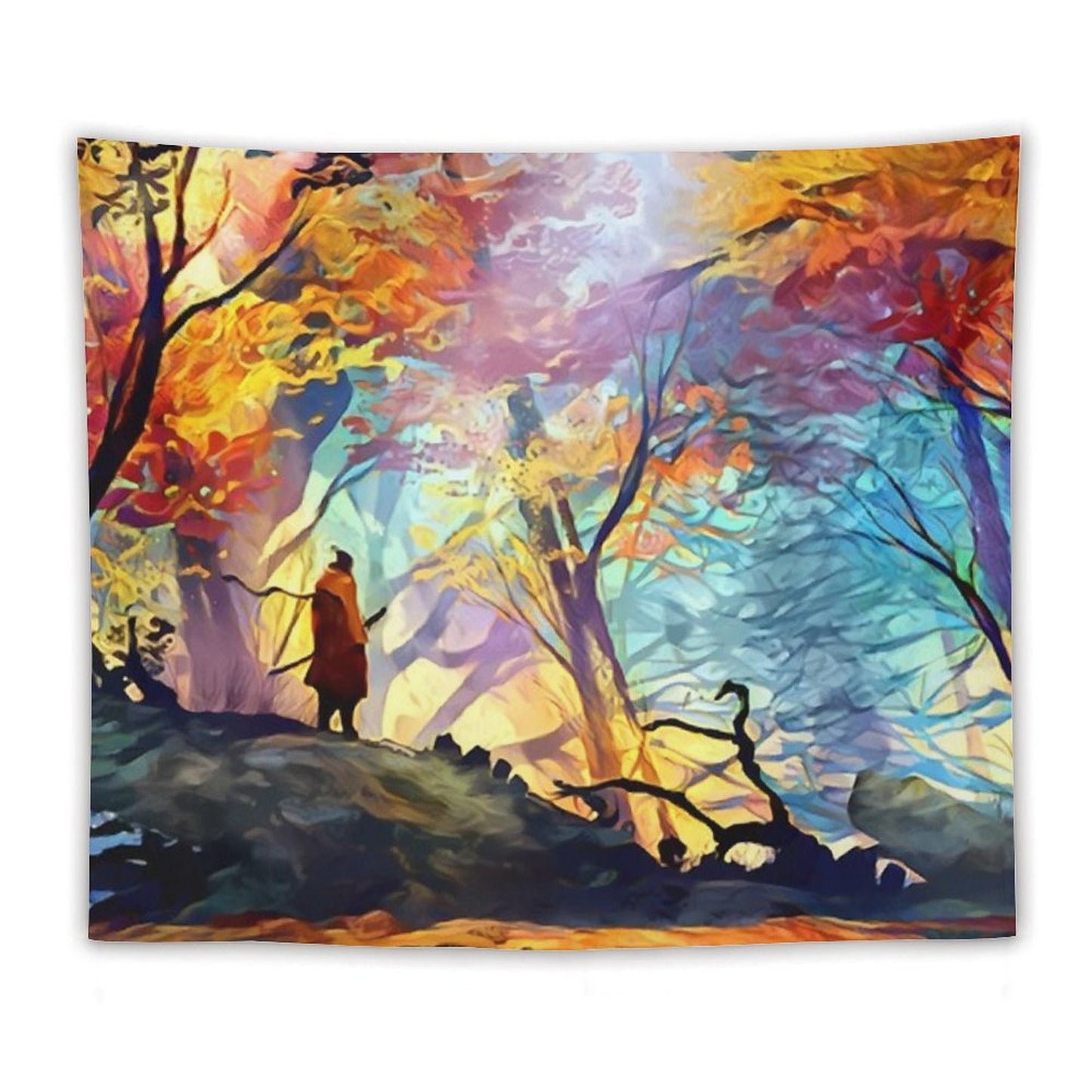 A Wolf in The Colorful Forest Tapestry